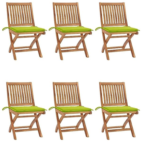 vidaXL Klappbare Gartenstühle mit Kissen 6 Stk Massivholz Teak 3072845 günstig online kaufen