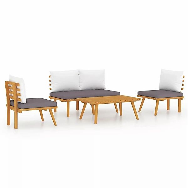 vidaXL Gartenlounge-Set 4-tlg. Garten-Lounge-Set mit Auflagen günstig online kaufen