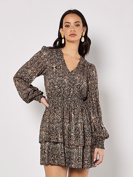 Apricot Minikleid Minilänge mit Batikdruck, mit günstig online kaufen