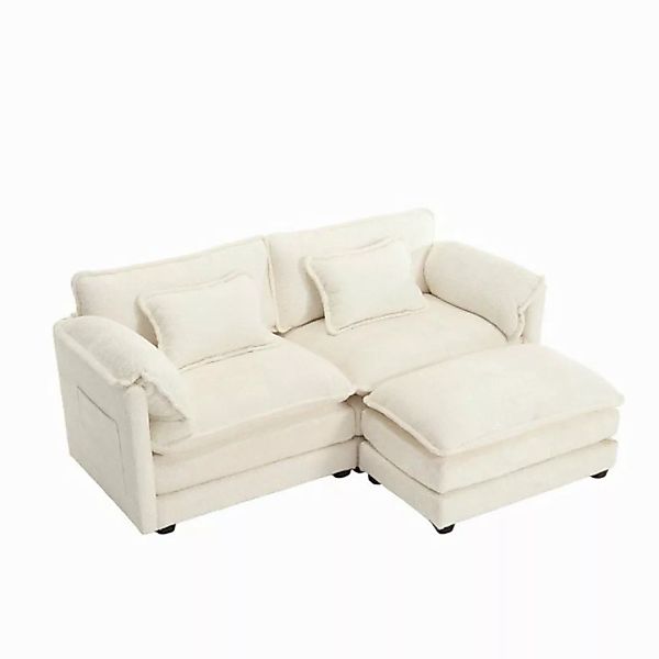 REDOM Sofa Küchensofa, 2-Sitzer-Loungesofa mit Chenille-Stoff & Fußstütze, günstig online kaufen