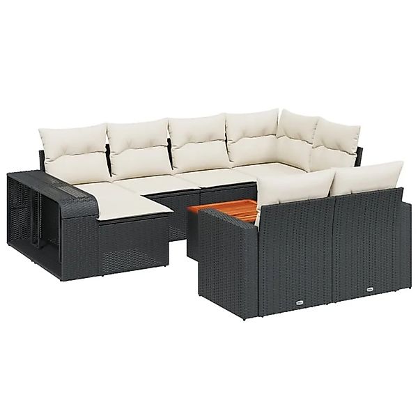 vidaXL 11-Tlg Garten-Sofagarnitur mit Kissen Schwarz Poly Rattan 3261306 günstig online kaufen