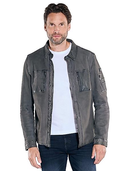 Engbers Lederjacke Herren Lederjacke aus Nubuk-Leder, Grau günstig online kaufen