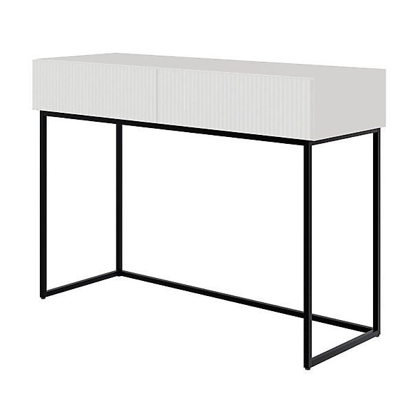 Selsey Veldio Schminktisch 110 cm mit Lamellenfront und Zwei Schubladen Wei günstig online kaufen