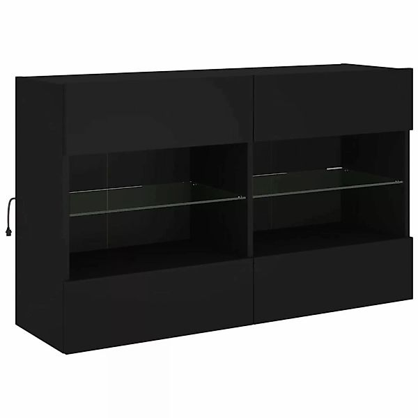 vidaXL TV-Schrank TV-Wandschrank mit LED-Leuchten Schwarz 98,5x30x60,5 cm günstig online kaufen