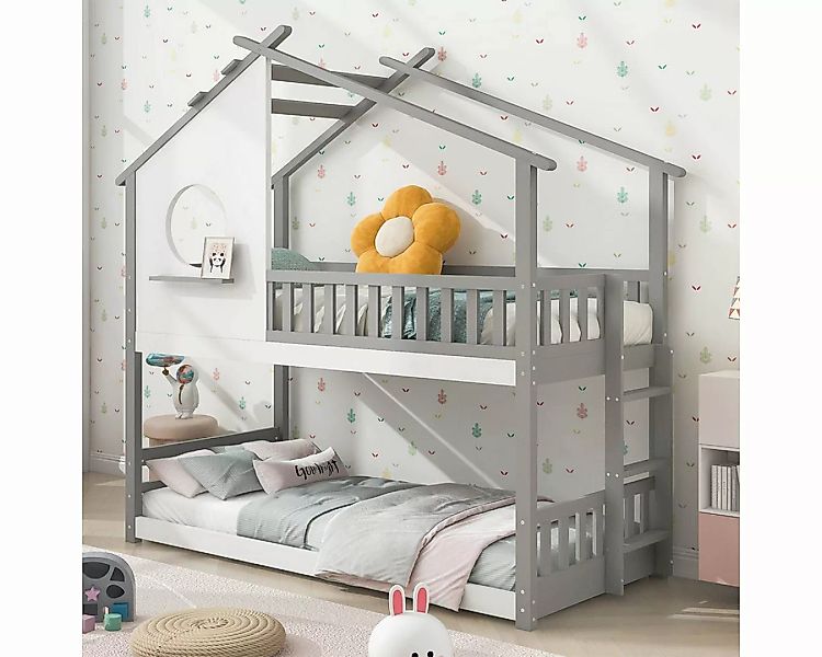 XDeer Kinderbett Hausbett mit rechtwinkliger Leiter Fallschutz und Barriere günstig online kaufen