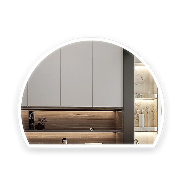Aica Sanitär Badspiegel Halbrund 80x60 cm Spiegel mit LED Beleuchtung Neutr günstig online kaufen
