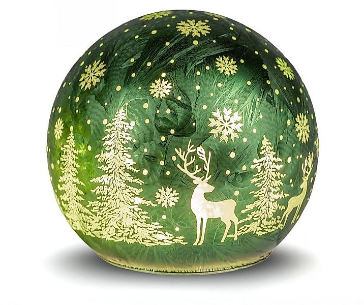 formano LED Dekolicht Glas-Kugel Frosty Grün 12 cm Timer 6h/18h Weihnachten günstig online kaufen