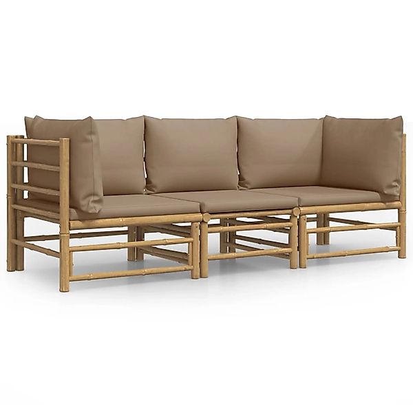 vidaXL Gartenlounge-Set 3-tlg. Garten-Lounge-Set mit Taupe günstig online kaufen