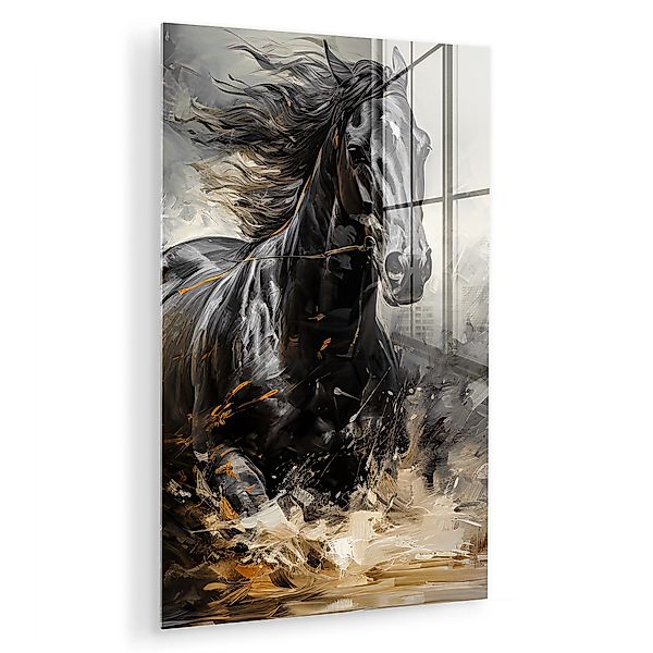 MuchoWow Acrylglasbild Pferde - Schwarz - günstig online kaufen