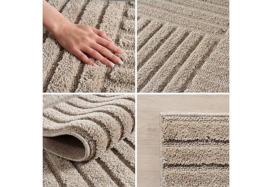 SIMPEX24 Designteppich Boho Design, Rund, Höhe: 8 mm, Teppich Wohnzimmer, S günstig online kaufen