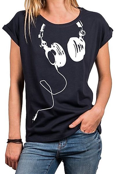 MAKAYA Oversize-Shirt Damen Top mit Print - Kopfhörer Aufdruck Basic Sommer günstig online kaufen