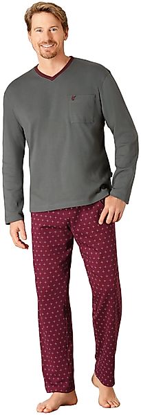 Hajo Schlafanzug Herren Pyjama mit V-Ausschnitt günstig online kaufen