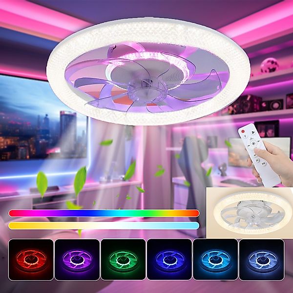 oyajia Deckenleuchte 55W RGB Deckenventilator mit günstig online kaufen