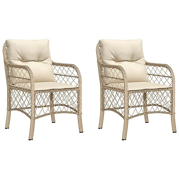 vidaXL Gartenstühle mit Kissen 2 Stk Beige Poly Rattan 365156 günstig online kaufen