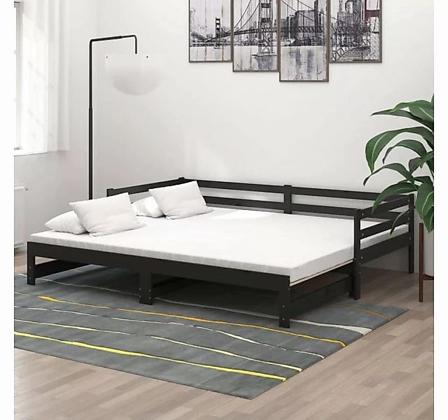 vidaXL Bett Tagesbett Ausziehbar Schwarz Kiefer Massivholz 2x(90x200) cm günstig online kaufen