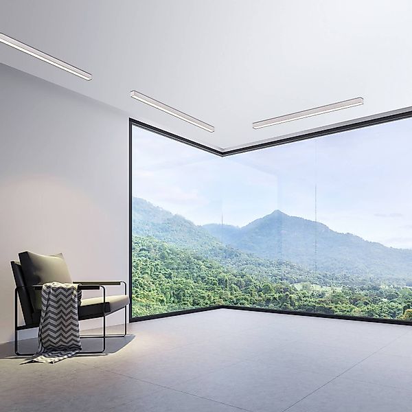 PURE LED-Deckenlampe Lines, 110 cm, silber, CCT, Remote günstig online kaufen