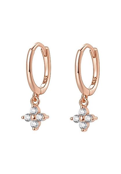 Hey Happiness Paar Creolen Blume Kristall, 18K Vergoldetes 925er Silber, Da günstig online kaufen