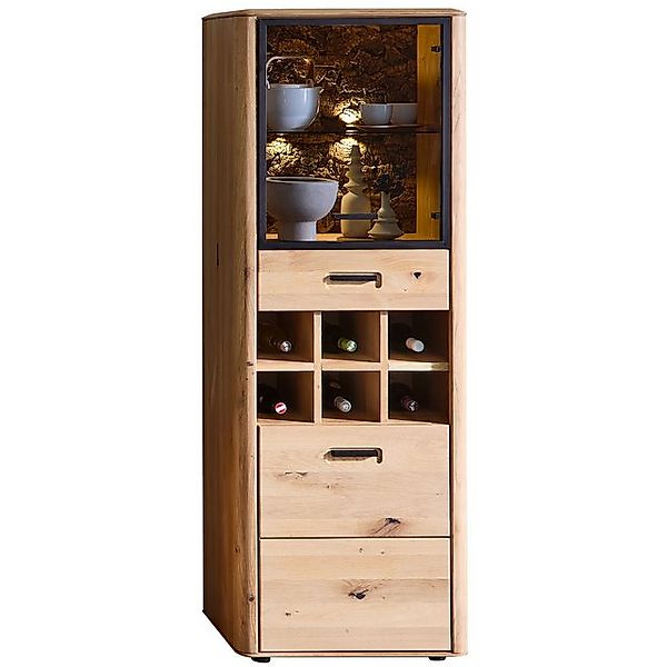 expendio Vitrine Morena 4 Front und Korpus Wildeiche massiv, 60x169x39 cm günstig online kaufen