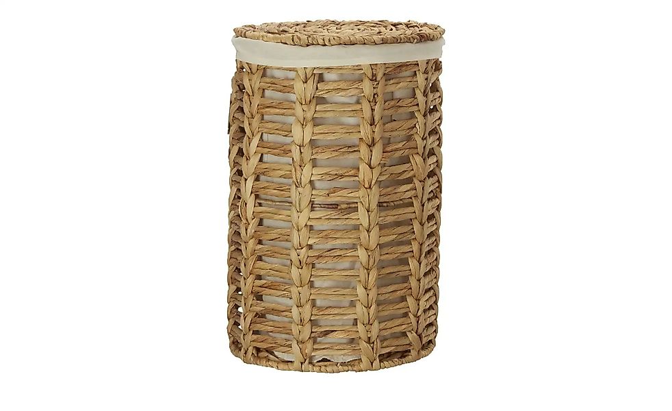 HOME STORY Wäschekorb mit Deckel   ¦ braun ¦ Wasserhyazinthe,Polyester,Baum günstig online kaufen