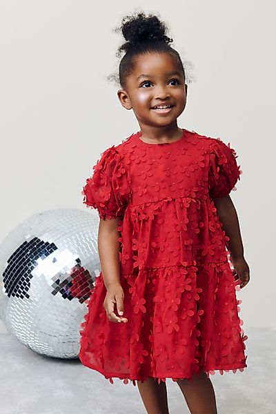 Next Tüllkleid Kurzärmeliges Kleid mit 3D-Blumendetails günstig online kaufen