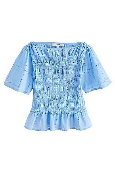 Next Kurzarmbluse Gesmoktes Kurzarmoberteil mit Kerbausschnitt (1-tlg) günstig online kaufen