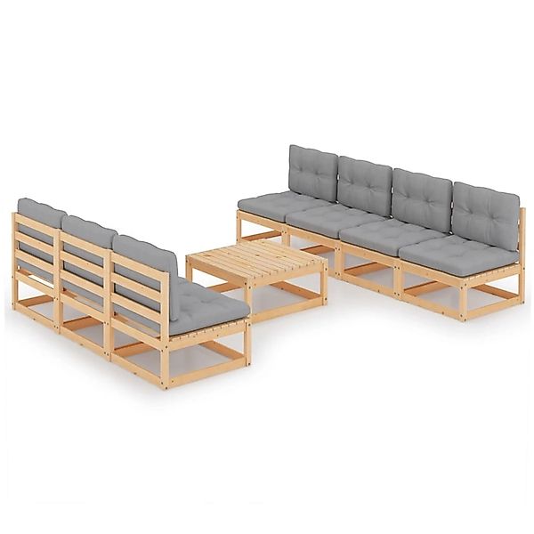 8-tlg. Garten-lounge-set Mit Kissen Kiefer Massivholz günstig online kaufen
