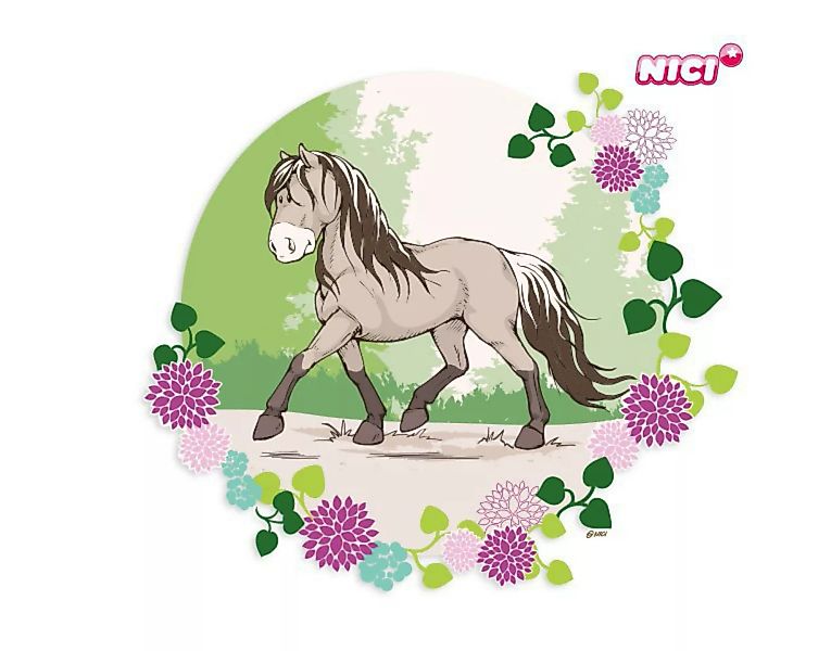 Wandtattoo Kinderzimmer NICI - Horse Club - braunes Pferd floral günstig online kaufen