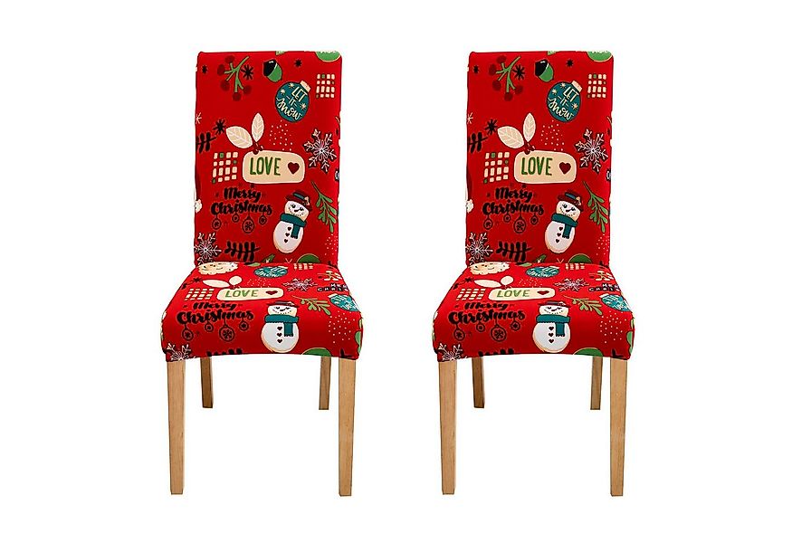 Qelus Stuhlhusse Stretch Stuhlhusse Weihnachtsmann Druck Stuhlhussen 2/4er günstig online kaufen