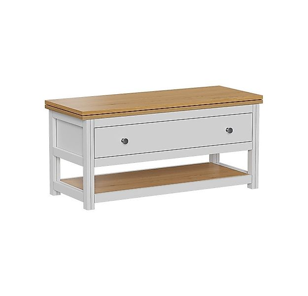 Vicco Couchtisch Vikla, Weiß/Eiche, 100 x 40 cm mit ausklappbarer Tischplat günstig online kaufen