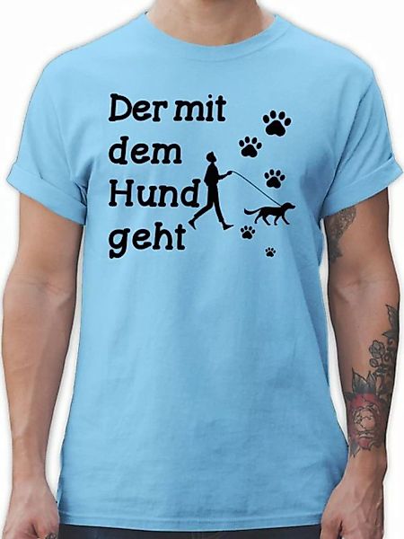 Shirtracer T-Shirt Der mit dem Hund geht Pfoten schwarz Sprüche Statement m günstig online kaufen