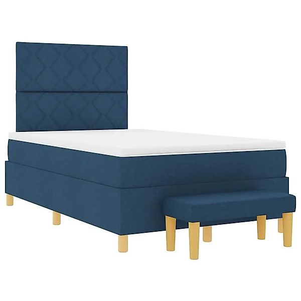 vidaXL Boxspringbett mit Matratze mit Kopfteil Blau 120 x 200 cm Stoff 3344 günstig online kaufen
