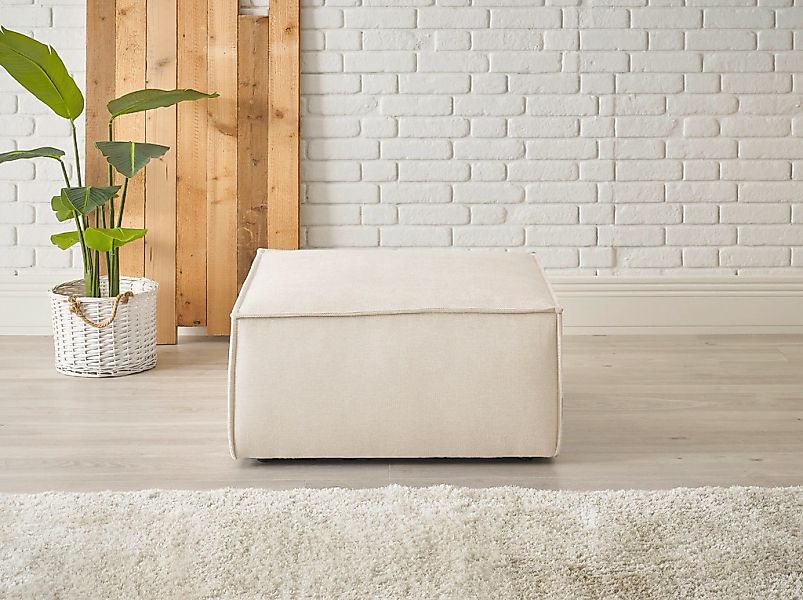 OTTO home Hocker "FINNLEY, Polsterhocker in Bouclé, Struktur fein u. Mega C günstig online kaufen