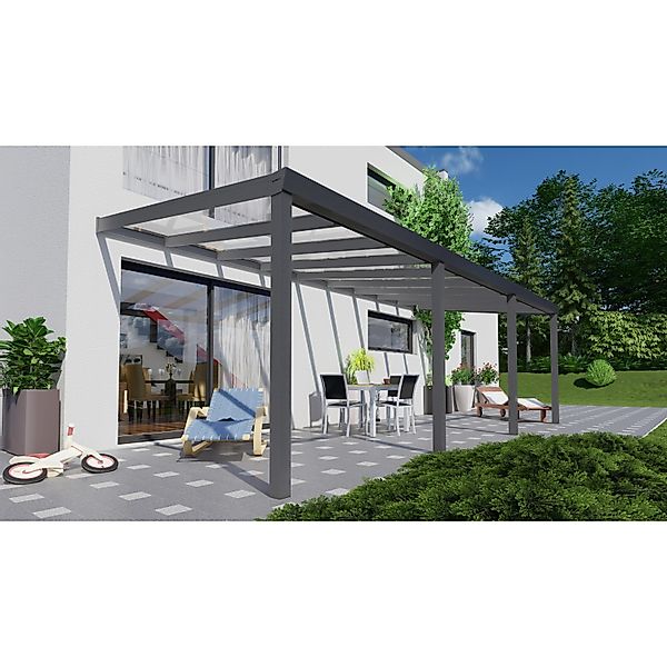 Terrassenüberdachung Professional 700 cm x 300 cm Anthrazit Struktur Glas günstig online kaufen