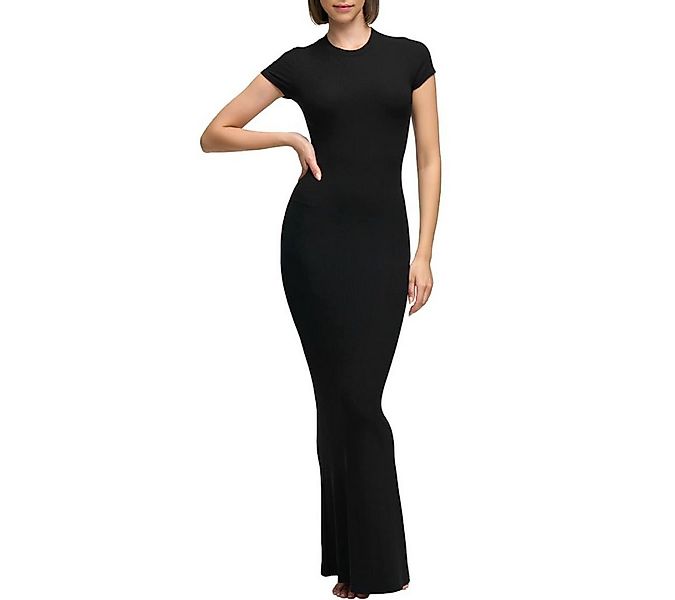 cfab by creamy fabrics Jerseykleid Ribbed T-Shirt Maxikleid-Schwarz-3XL (1- günstig online kaufen