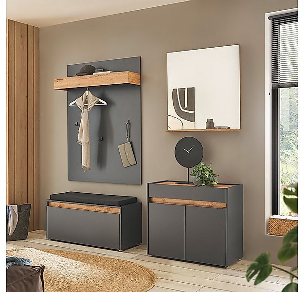 Lomadox Garderoben-Set CRISP-61, (Spar-Set, 4-St., Garderobenpaneel Schuhba günstig online kaufen