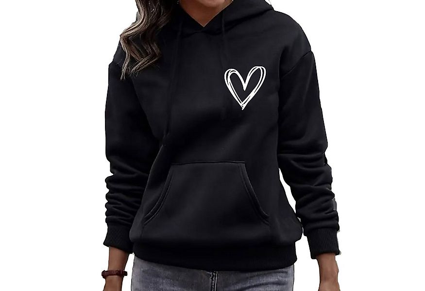 Banco Hoodie Damen Pullover Hoodie Love Liebe Herz Unifarbe Unifarben Größe günstig online kaufen