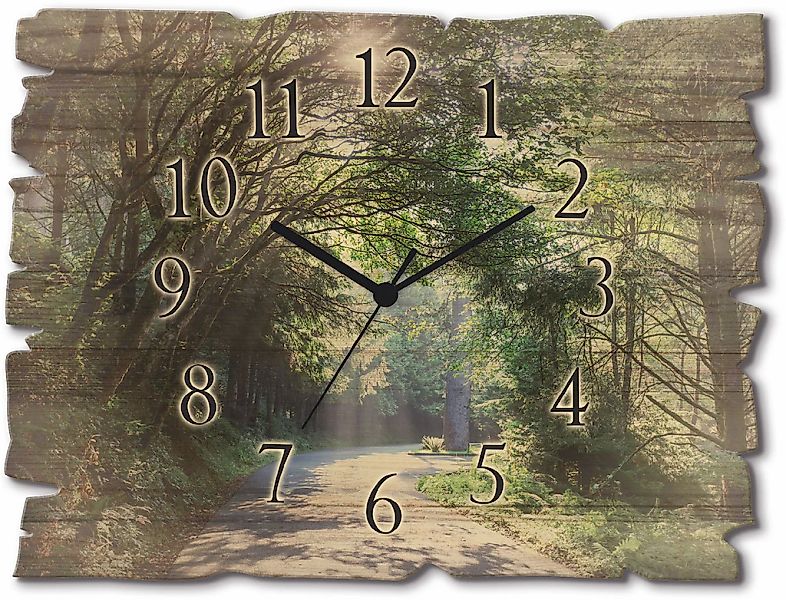 Artland Wanduhr "Holzuhr Sonniger Wald" wahlweise mit Quarz- oder Funkuhrwe günstig online kaufen