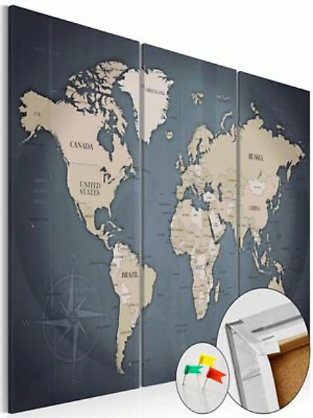 artgeist Pinnwand Bild Anthracitic World [Cork Map] beige/grau Gr. 60 x 40 günstig online kaufen