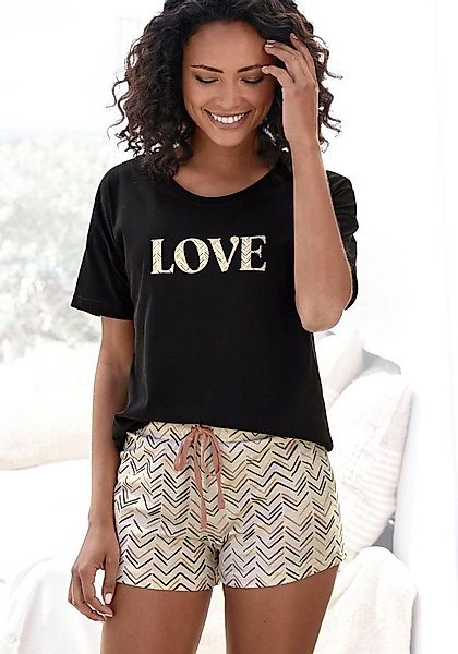 Vivance Dreams Shorty (Set, 2 tlg) mit malerischem Fischgrat-Muster günstig online kaufen