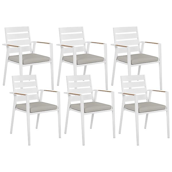 Beliani Gartenstuhl Weiss Grau Heller Holzfarbton 58x54x86 günstig online kaufen