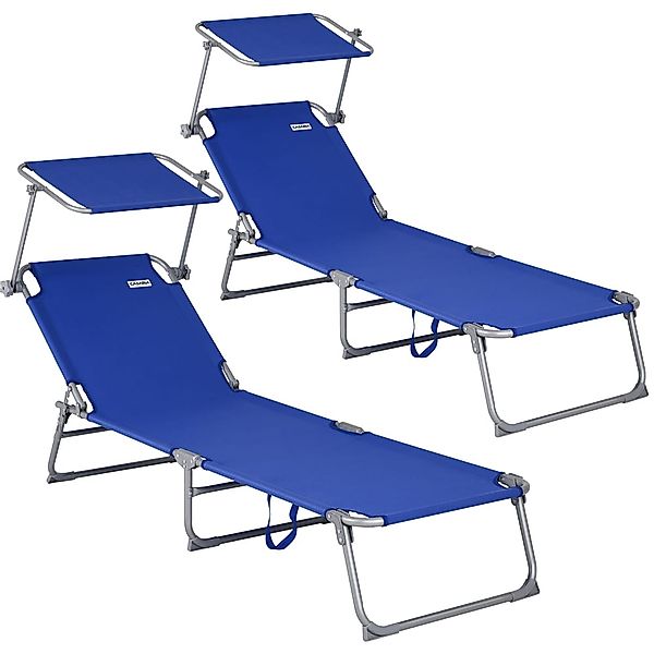 Gartenliege Hawaii 2er-Set Blau Alu 195x60x30cm günstig online kaufen