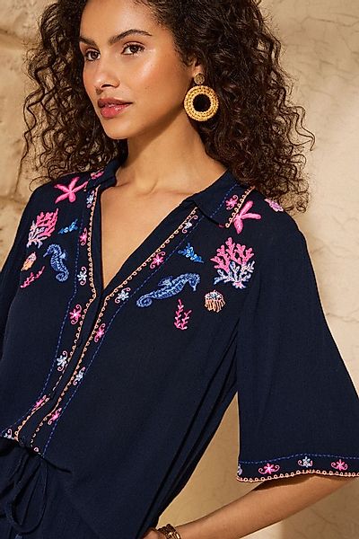 Love & Roses Strandshirt Love & Roses Besticktes Strandhemd, Regular (1-tlg günstig online kaufen