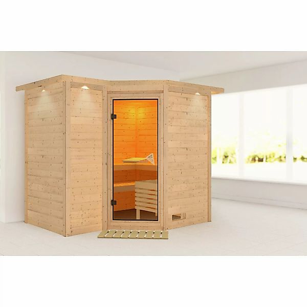 Karibu Sauna Steena 2 LED-Dachkranz Natur günstig online kaufen