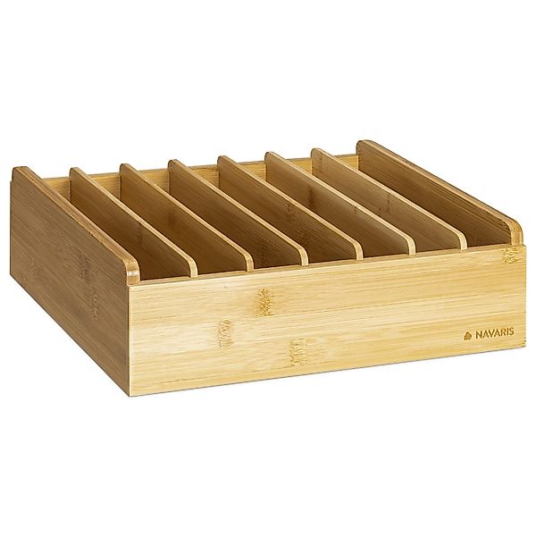 Navaris Aufbewahrungsbox Bambus Deckelhalter mit 7 günstig online kaufen