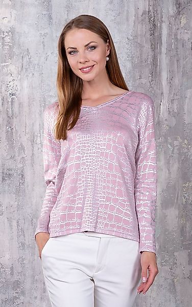 Passioni Strickpullover mit einem Schlangenprint in Rosa und SIlber günstig online kaufen