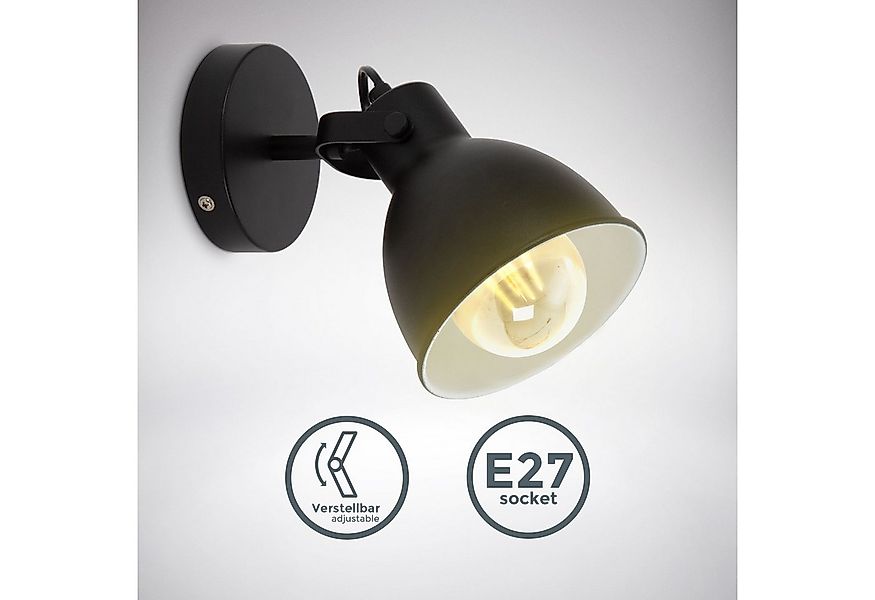 B.K.Licht Wandleuchte Design-Spotleuchte, Metall, Schwarz, E27-Fassung, ohn günstig online kaufen