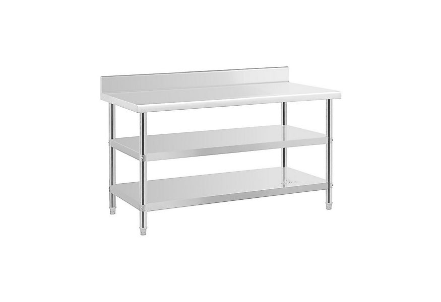 Royal Catering Arbeitstisch 150 x 70 cm Edelstahltisch mit Aufkantung 2 Abl günstig online kaufen