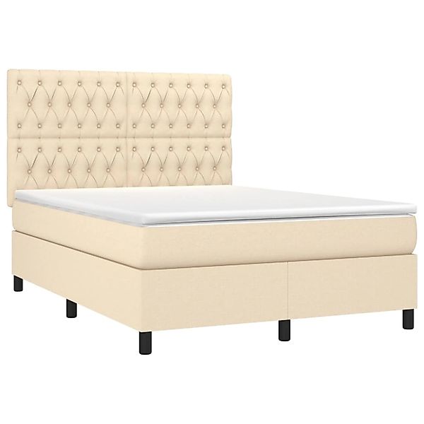 vidaXL Boxspringbett mit Matratze & LED Creme 140x200 cm Stoff 3135122 günstig online kaufen