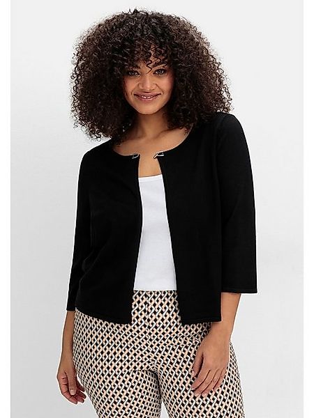 Sheego Strickjacke Große Größen mit Zierspange am Ausschnitt günstig online kaufen