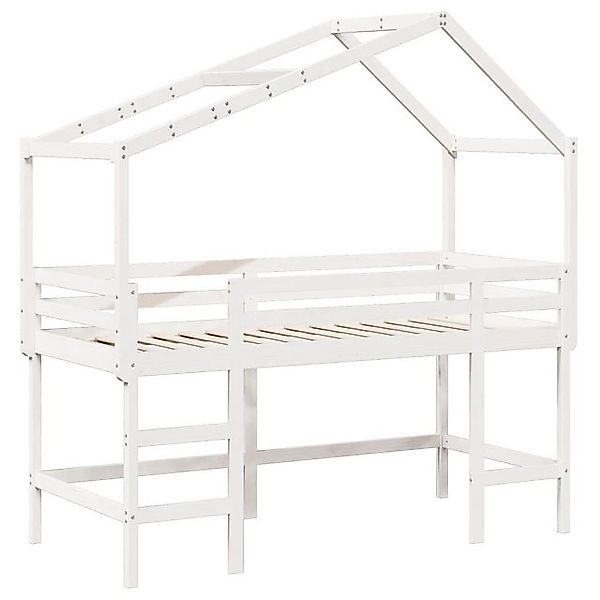 vidaXL Bett Hochbett mit Leiter und Dach Weiß 90x190 cm Massivholz Kiefer günstig online kaufen